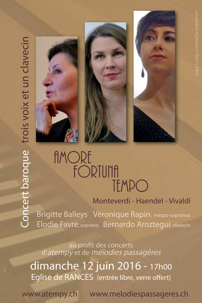 Amore Fortuna Tempo - Concert baroque Trois voix et un clavecin - Dimanche 12 juin 2016