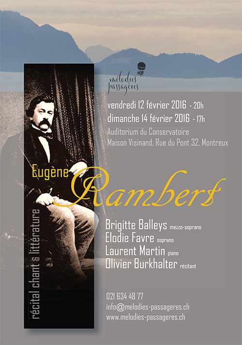 Eugne Rambert - Rcital chant & littrature - Auditorium du Conservatoire, Maison Visinand, Montreux